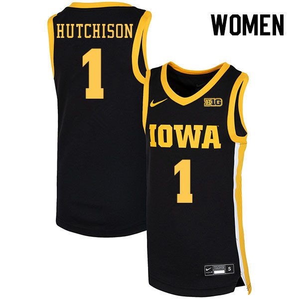 Women #1 Spencer Hutchison Iowa Hawkeyes College Basketball Jerseys Stitched Sale-Black